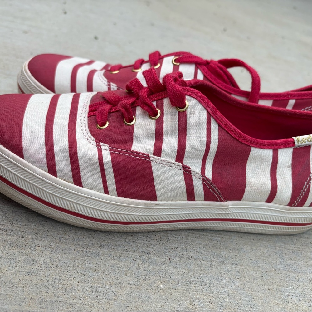 Kate Spade Keds Red and White Sneakers